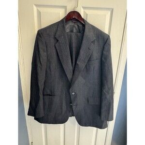 Hart Schaffner & Marx 2 Piece Suit Size 46 Charcoal Gray With Stripes